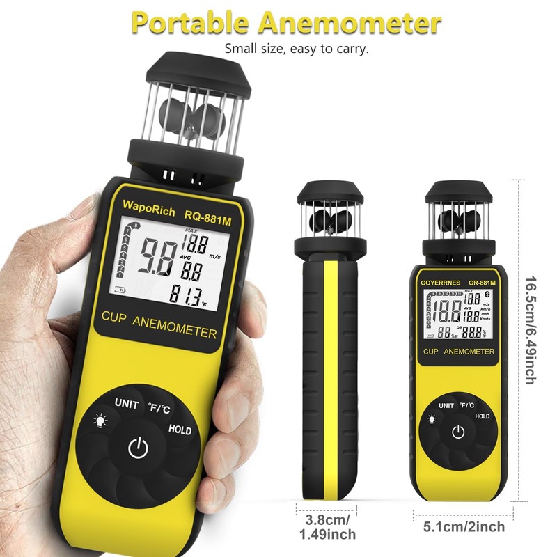 Digital Anemometer Handheld with Wind Cup Anemometer GR-881M Portable Speed