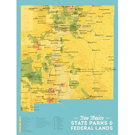 Best Maps Ever New Mexico State & Federal Lands Map Poster (18x24, Satin, Yellow)
