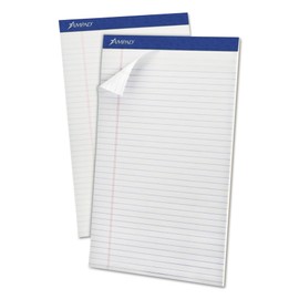 Ampad 20330 Perforated Writing Pad, 8 1/2 x 14, White, 50 Sheets (Pack of 12)