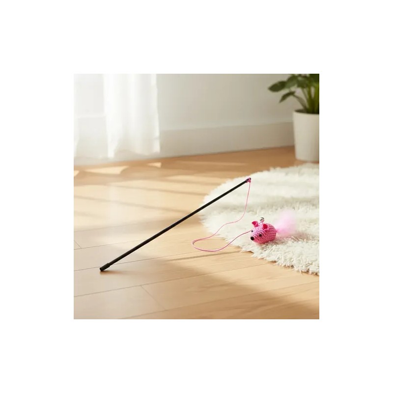 Varita Con Ratón De Juguete Para Gato Interactiva Cascabel