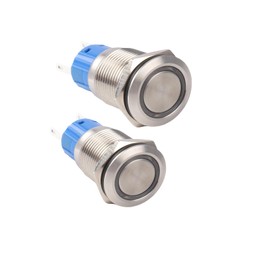 DC 12 Volt Latching Waterproof Metal Push Button Switch, Stainless Steel High Flush Screw Terminals,for Marine Boat Car Truck (M12)