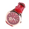 Women Watch Wine Red Mechanical Watch Luminous Waterproof Hollow Heart