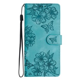 IMEIKONST Hülle für Motorola Moto Edge 50 Pro, PU Leder Geprägt Klappbar Flip Brieftasche Kartenfächern Magnetverschluss Standfunktion Schutzhülle Handyhülle für Moto Edge 50 Pro. Blumen Grün XYY