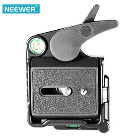 NEEWER® Adaptador de Placa QR de liberación rápida de aleación de Aluminio Negro con Tornillo de 1/4"-3/8" y Palanca de Burbuja para cámara réflex Digital, trípode monopod estabilizador Bola Cabeza
