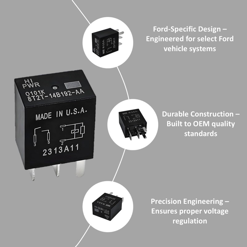 8T2T-14B192-AA Automotive Relay 4-Pack - 12VDC Direct Compatible for Select