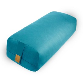 FelizMax Rectangular Yoga Bolster Pillow 26x10.5x5.5in - Supportive Meditation Cushion - 100% Cotton - Cyan Blue