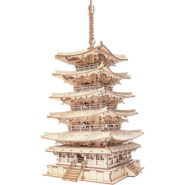 Rowood Puzzle 3D Maquette de Temple Japonais en Bois - Maquette en Bois a Construire Adulte - Construction Bois Modelisme Maquette Adulte - Puzzle en Bois Kit Cadeaux pour Adultes Et Adolescents