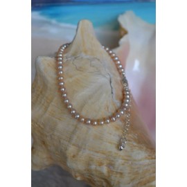 Shells by Patty Freshwater Pearl & .925 Sterling Silver Ankle Bracelet 8 to 10 Inches