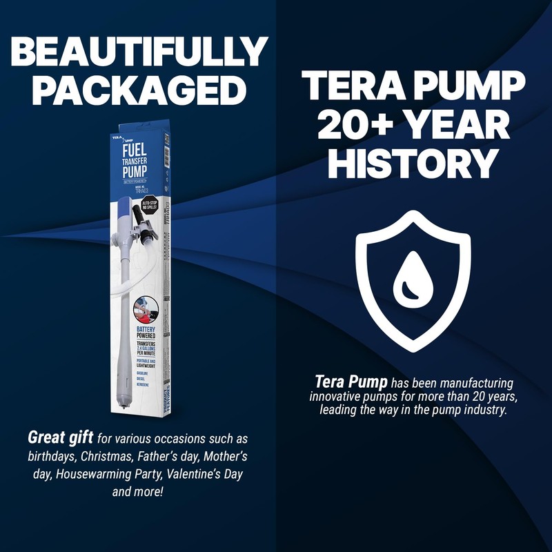 TERA PUMP Automatic Portable Battery Operated Water/Fuel Transfer Pump, Powerful