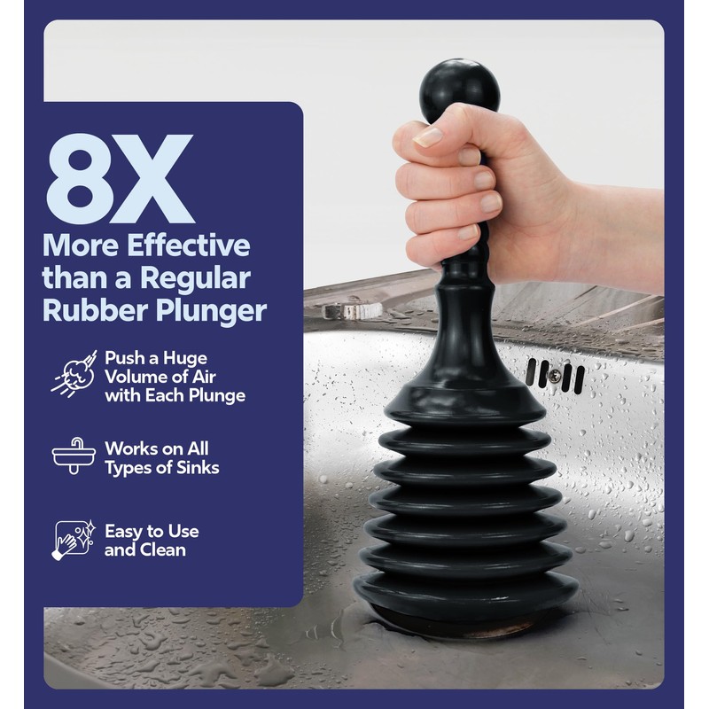 Luigi's Sink and Drain Plunger for Bathrooms, Kitchens, Sinks, Baths