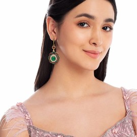 Suyi Bohemian Sunflower Dangle Earrings National Rhinestone Drop Earrings Vintage Gemastone Earrings Jewelry Green Red