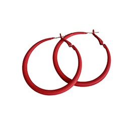 Colorful Matte Hoop Earrings 80s Hoop Earring Retro Earrings Neon Earrings Bright Fluorescence Round Hoop Earings for Women (red)