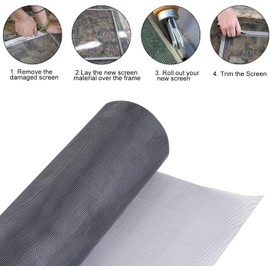 Fiberglass Window Screen Roll 96" x 100' Continuous Roll UV Protection Install and Repair Door and Window Screen(96" x 100', Black)