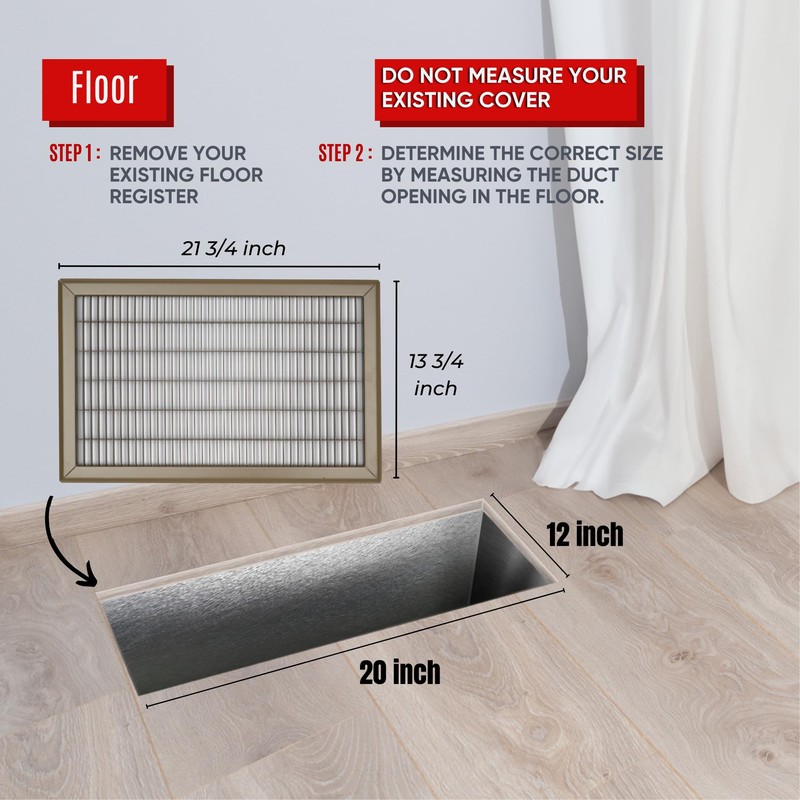 Fits 12x20 and 20x12 Duct Opening | Return Air Floor