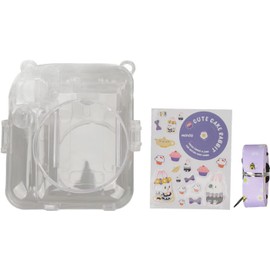 Acouto Kit de Funda para Cmara Instantnea, Pegatina con Correa para el Hombro, Funda Protectora Transparente Duradera para Cmara Mini 12 (Purple)
