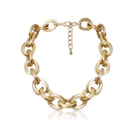 MJartoria Big Gold Necklace for Women, 14K Gold Plated Trendy Retro Chunky Chain Necklace, Big Paperclip Chain Adjustable Gold Chain Necklace for Women Gold Jewelry Gifts