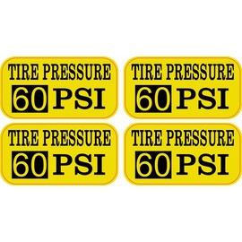 StickerTalk 60 PSI Tire Pressure Stickers, 1 Sheet of 4 Stickers, 2 inches by 1 inch Each