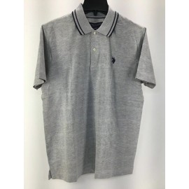 US Polo Assn. U.S. Polo Assn.Square Print Jersey Polo Shirt,Heather Light gray [L]