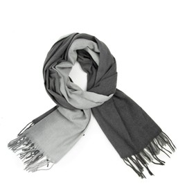 Glamexx24 Women's Winter Scarf Feeling Long Scarf with Fringes Cotton Warm Autumn Winter Plain Colours Blanket Scarf and Scarves 200 x 74 cm, 165 x 70 cm, Gradient grey - light grey