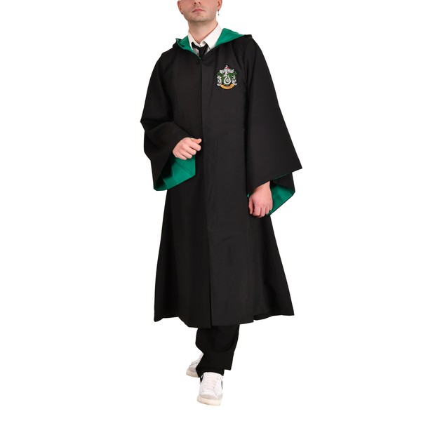 Elbenwald Harry Potter Slytherin Robe - Costume Cape for Wizards and Witches by Hogwarts - Cape for Cosplay Events Halloween Carnival in Black Green - M