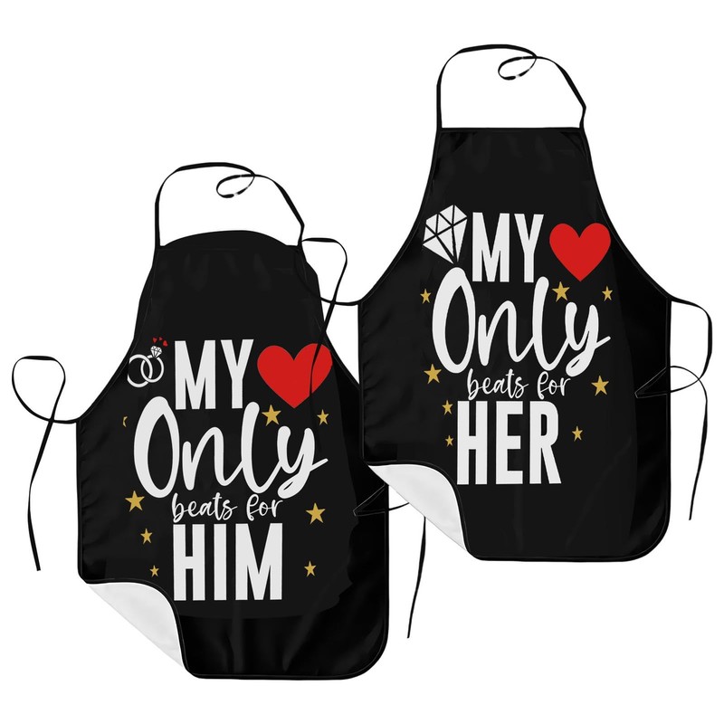 EUBEISAQI Couple Aprons for Valentine's Day | Adjustable Kitchen Couples