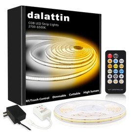 dalattin COB LED Strip Lights, 608 LEDs/m High Density Flexible 24V Led Lights with Remote & Touch Control, 16.4ft Dimmable 2700K-6500K for Living Room, Bedroom, Kitchen Lighting