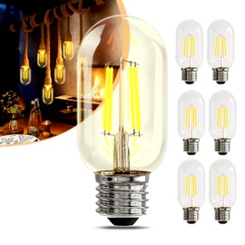 NUODIFAN T45 LED Edison Bulbs, 6 Pack, 40W Equivalent, 2700K Warm White Cozy Light, 4W E26 Base LED Bulbs, Dimmable, Clear Glass Light Bulb for Chandelier Light Fixtures