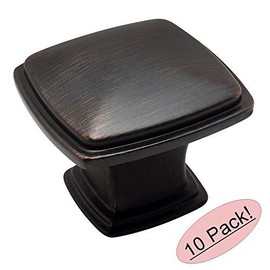 10 Pack - Cosmas 4391ORB Oil Rubbed Bronze Modern Cabinet Hardware Knob - 1-1/4" Inch Square