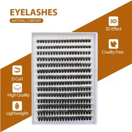 Individual Lashes, 280 Pcs Cluster Lashes D Curl Eyelash Extensions 8-16MM Natural Volume Eyelash Clusters DIY Lash Extension for Beginners(50D 8-16mm)