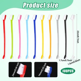 XIHIRCD 100pcs Dog Toothbrush Bulk, Dual Headed Soft Bristles Toothbrush Anti-Slip Cat Teeth Brush Easy Teeth Cleaning Dental Care Pet Toothbrush for Small and Large Dogs Cats Most Pets (10 Colors)