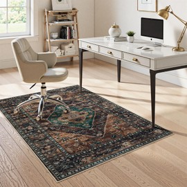 Anidaroel Office Chair Mat for Hardwood & Tile Floor, 4x6 Floor Mat for Office Chair, Under Desk Rug for Rolling Chair on Hardwood, Low Pile Carpet Floor Protector Rug, Easy to Clean, Dull Brown