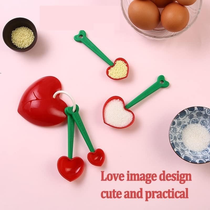 5 Pack Cherry Measuring Spoons Set, Love Heart-Shaped Measure Spoons