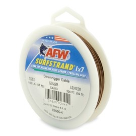 American Fishing Wire Surfstrand 1x7 Stainless Steel Downrigger Wire (No Assembly), 150 Pound Test, Camo Brown Color, 300-Feet