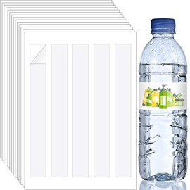 75 Pieces 1.25 x 9.75 inch Blank Water Bottle Labels Wraparound Rectangle Labels Matte White Water Bottle Wraps Label Sticker Adhesive Water Bottle Stickers for Laser and Inkjet Printers