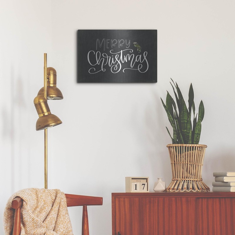Luxe Metal Art 'Merry Christmas Chalkboard' by Imperfect Dust, Metal