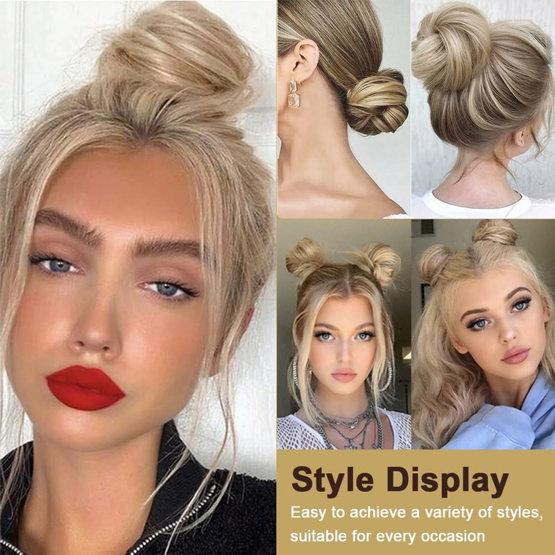 FDEETY Echthaar Dutt Haarteil für Damen Haarteil Mit Gummiband Braids