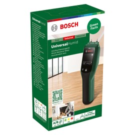 Bosch Moisture Meter UniversalHumid (Precise Results Thanks to Wood Group Selection and LED Traffic Light for Easy Interpretation, in Cardboard Box)