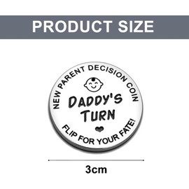 Stainless Steel Commemorative Coin, Funny Decision Coin for New Parents for Mum & Dad, Newborn Baby Gifts, Flip Coin for Decision Making,, Birthday (Silver)