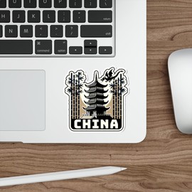 China Sticker Weatherproof Vintage Decal Vinyl Small Waterproof for Water Bottle Mug Passport Book Scrapbook Notebook Laptop Tumbler Skateboard Computer Phone Size 4" Funny Gift ID44990