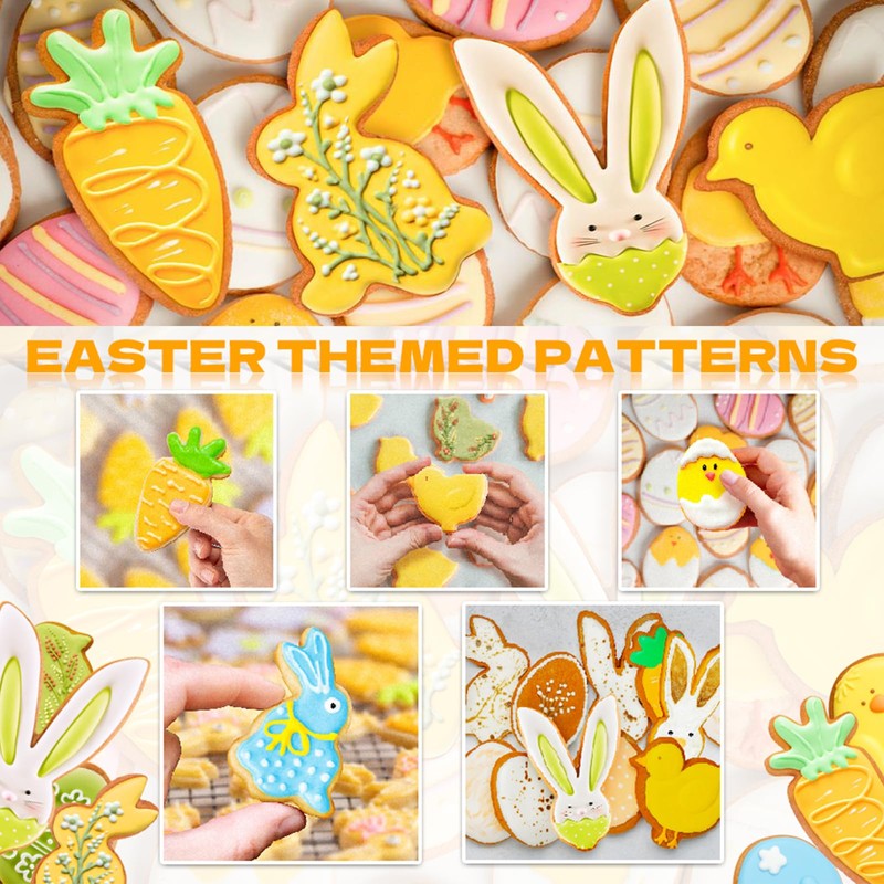 Hebterrka Easter Cookie Cutters Set, Stainless Steel, 5 Pieces, Easter