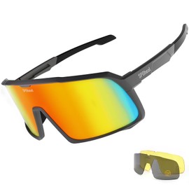 SPOheal Polarized Sunglasses Men Women Cycling Glasses with 3 Interchangeable Lenses for Baseball Running Fishing Full Electroplating TR90 Sun Glasses Mountain Bike Accessories