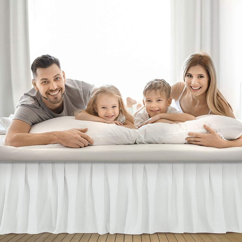 Ruffled Bed Skirt with Split Corners Three Side Coverage-King Size