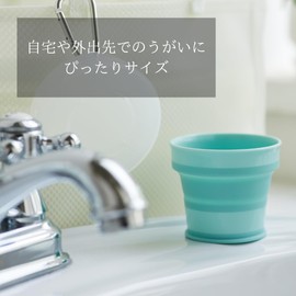 Iseto I-602 UGAI Cup, Mint Green, 2-Piece, 4.2 fl oz (120 ml), Width 0.3 x Height 1.0 - 2.4 inches (7 x 2.5 - 6 cm), Antibacterial, Foldable, Heat Resistant up to 212°F (100°C), Carabiner Hole, For