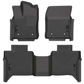 Husky Liners Weatherbeater Floor Mats | Fits 2022-2024 Toyota Tundra CrewMax | Front & 2nd Row, 3-pc Black - 99481