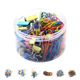240Pcs Color Office Clip Supplies, Various Sizes of Paper Clips with Rubber Band thumbtack Sets.