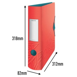 Leitz 11160020 Quality Folder 180° Active Urban Chic A4 Rounded Spine 8.2 cm Wide, Elastic Closure, Light Polyfoam, Red, red 82mm
