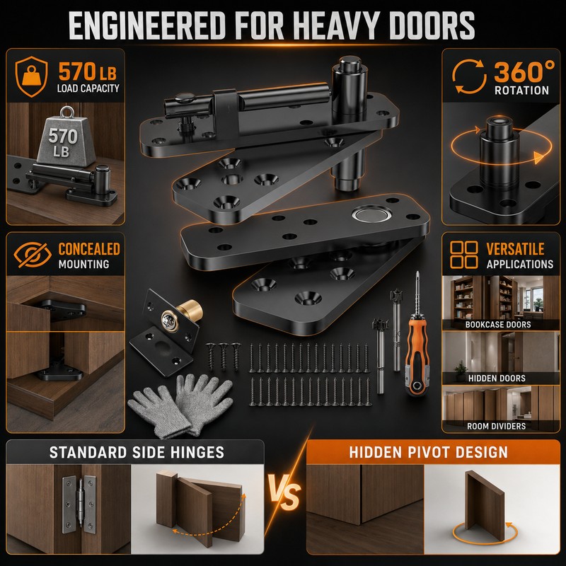 304 Stainless Steel Sliding Barn Door Hardware Kit with 570mm