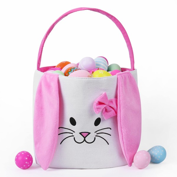 Fanunny Easter Bunny Baskets for Kids Empty Egg Hunt Bags,
