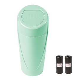 Hovom Mini Car Trash Can with Lid, Portable Garbage Can for Car, Leakproof Cup Holder Automotive Garbage Bin with 2 Rolls of Trash Bags, Small Trash Storage Can for Car Home Office(Light Green)