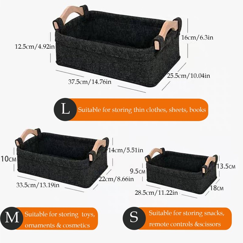 WLHFDC Felt Basket Storage, Storage Box, Felt Basket, Small Thickened